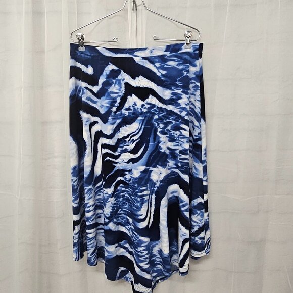 Chico's Blue White Abstract Marbled Boho Skirt Festival Retro 1 (M) - Picture 10 of 10